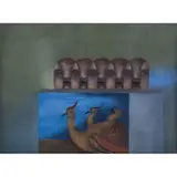 Emilio Ortiz, Tercera llamada, Pastel y acrílico sobre papel