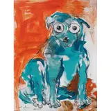 Lalo Sánchez del Valle, Perro azul, 2020, Mixta sobre tela