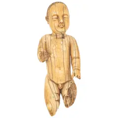 Niño Dios, ORIGEN HISPANO FILIPINO, Talla en marfil con detalles entintados
