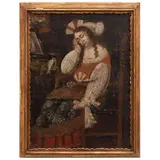 ESCUELA SUDAMERICANA, CA. by María Magdalena Despojándose de Sus Joyas, 1800, Óleo sobre tela adherida a tabla, offered Jun 2023