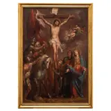 la Crucifixión, MÉXICO, SIGLO XVIII, Óleo sobre tela