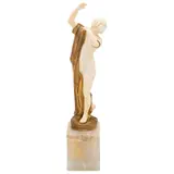 Eugène Barillot, ODALISCA, Escultura criselefantina (bronce y marfil) con base de ónix