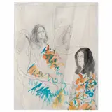 Alberto Gironella, Retrato de Ofelia Medina, Lápiz de grafito y gouache sobre papel