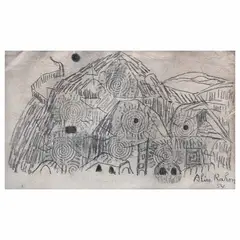 Alice Rahon, Paisaje, Lápiz de grafito sobre papel chino
