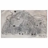 Alice Rahon, Paisaje, Lápiz de grafito sobre papel chino