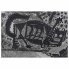 Gato by Rodolfo Nieto, Lápiz de grafito, carboncillo y pastel sobre papel, offered May 2023