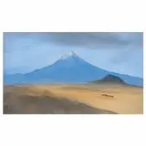 Luis Nishizawa, El Popocatépetl desde el Valle de Tlayacapan, Tinta saiboku sobre papel Torinoko