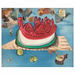 Dulce María Nuñez, Untitled, Óleo y collage sobre tela