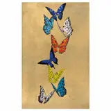 Alena Vavilina, Butterflies series 29, Acrílico, tinta y hoja de oro sobre papel