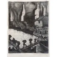Elevadores by Benito Quinquela Martín, 1966, Grabado al aguafuerte sin número de tiraje, offered Feb 2023