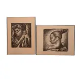 Oswaldo Barro, Sin título (retratos de mujeres), Litografías 1 / 30 y 1 / 20