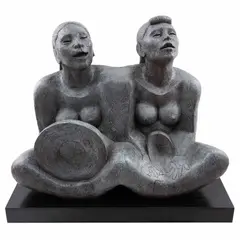 Tiburcio Ortiz, Las tejedoras cantando, Escultura en bronce en base de bronce II / III