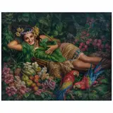 Jesús Helguera Ramos, La reina Xóchitl, Óleo sobre tela
