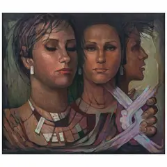 Retrato tríptico de la Dra. Rosa Luz Alegría by Jorge González Camarena, 1979, Óleo sobre tela, offered Nov 2022