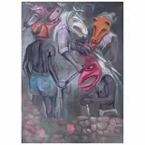 Luis Nishizawa, Carnaval con flores, Acrílico sobre tela