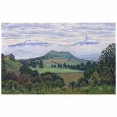 Jorge Obregon, Volcanes con bruma de verano, 2022, Óleo sobre lino