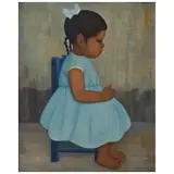 Gustavo Montoya, Niña de azul sentada en silla, de la serie Niños Mexicanos