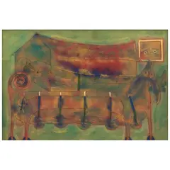 Viaje en el sueño by Rolando Rojas, Óleo y arena sobre tela, offered Sep 2022