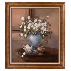 Lucia Sarto, Naturaleza muerta con flores, Óleo sobre tela