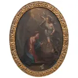 la Anunciación, MÉXICO, SIGLO XVIII, Óleo sobre tela