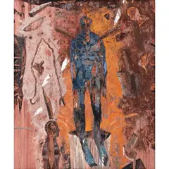 Luis Granda, La caja del hombre azul, Óleo sobre tela
