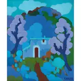 Carlos Díaz "carles", Almendros azules, Algaida, Mallorca, 2014, Óleo sobre tela