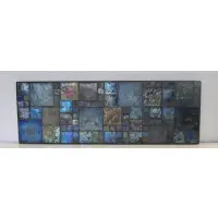 Edward Wormley, for Dunbar Glass Tile Plaque, As labeled - 94 Tiffany glass tiles mounted on wood with a brass frame