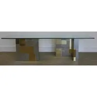 Cityscape Coffee Table by Paul Evans, Chrome and brass two part base with plate glass top, sold Mar 2015