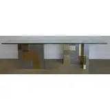 Paul Evans, Cityscape Coffee Table, Chrome and brass two part base with plate glass top