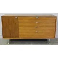 George Nelson, Chest By Herman Miller, 3 drawer and 1 door chest raised on aluminum feet with aluminum Y-pulls