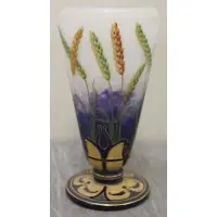 Daum Nancy, Wheat Vase, Acid etched and enamel vase with wheat decoration