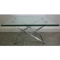 Midcentury Folding Coffee Table by Poul Kjaerholm, light scratches to top and bottom of glass, sold Apr 2012