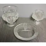Lalique, Lot Included a Bird Vase, a Clear