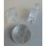 Lalique, France. Dog, Cat & Paperweight
