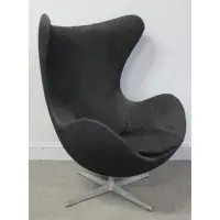 Arne Jacobsen, for Fritz Hansen Egg Chair, Midcentury egg chair by Arne Jacobsen in black fabric for Fritz Hansen