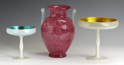 Calcite & Blue Aurene Compote by Alexander Joseph von Steuben, sold Jun 2012