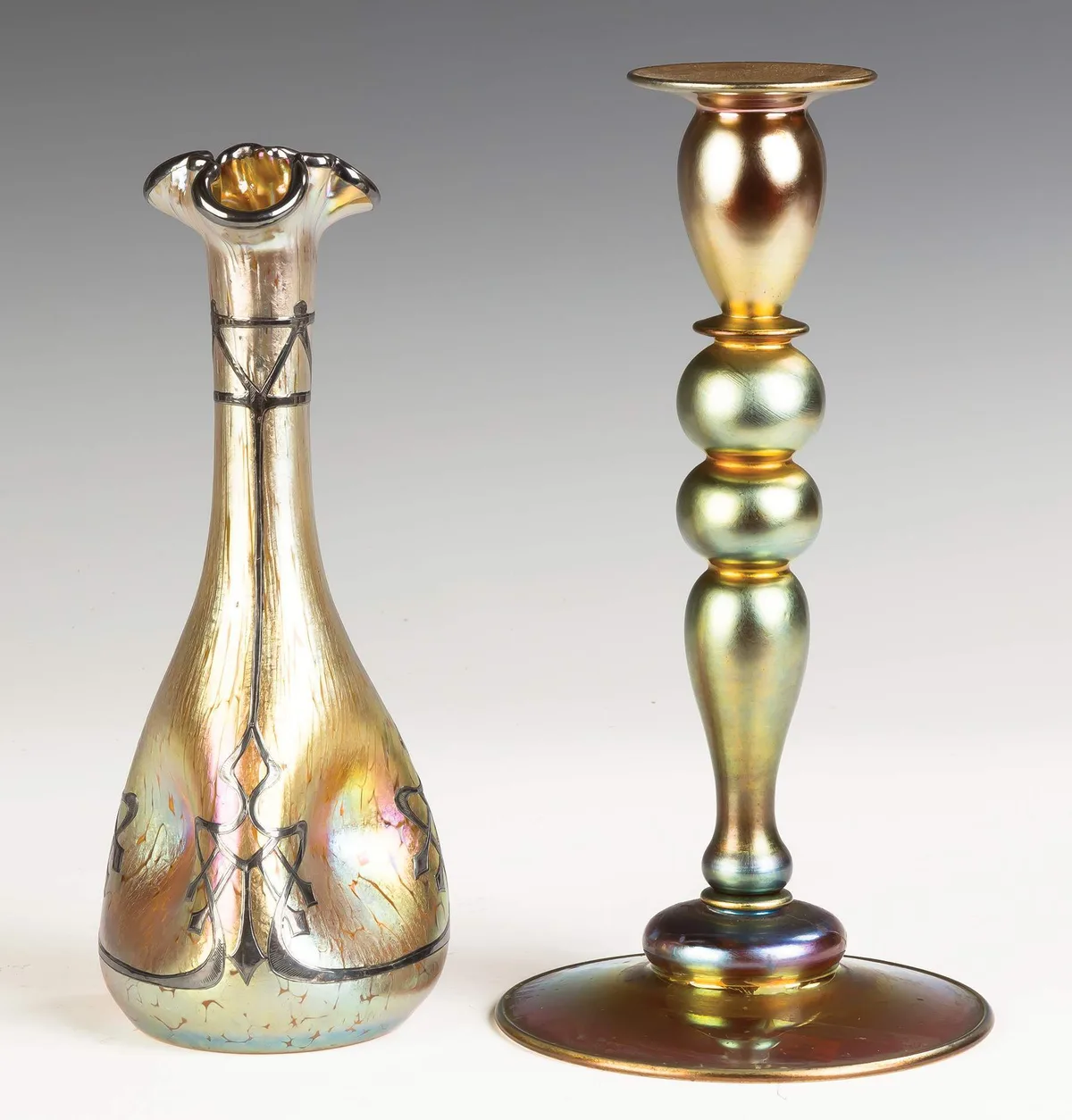 Iridescent Silver Overlay Vase by Loetz, sold Mar 2017
