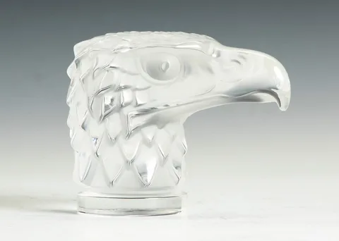 Frosted Glass Eagle Head Mascot by Lalique, sold May 2013
