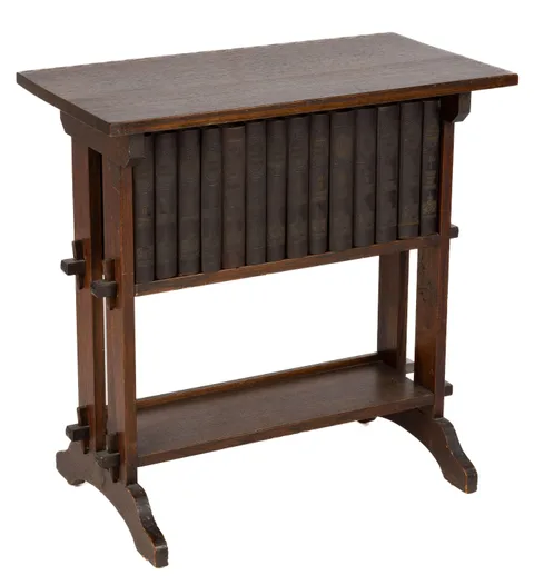 Roycroft, Book Stand with Little Journey Books, Quarter sawn oak