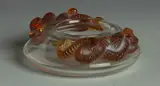 Lalique, Bowl w/Amber & Opalescent Applied Snakes