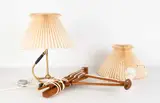 Kaare Klint, 306 Brass Table Lamp & Erik Hansen (Danish) Accordion Lamp