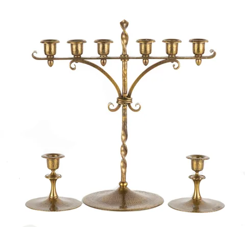 Roycroft, Hammered Copper Candelabra and Candlesticks