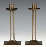 Roycroft, Carl Kipp Design, Hammered Copper Candlesticks