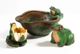 Weller, Pottery, Coppertone Frogs