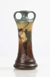 Weller, Dickens Ware Pottery Vase with Golfer