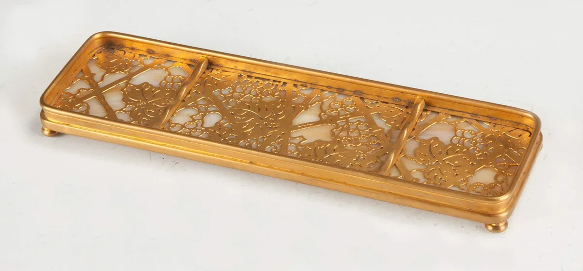 Gilt Pen Tray - Grapevine Pattern by Tiffany Studios, sold Mar 2016