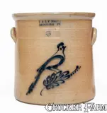 E & L P Norton, 5 Gal. E. & L. P. NORTON / BENNINGTON, VT Stoneware Bird Crock, circa 1870, Stoneware