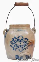 F.H. Cowden, F. H. COWDEN / HARRISBURG, PA Stoneware Stenciled Batter Pail, circa 1880, Stoneware