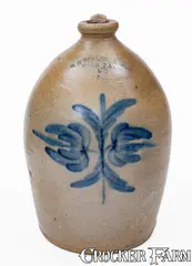 H B. Pfaltzgraff, H. B. PFALTZGRAFF / YORK, PA Stoneware Jug w/ Floral Decoration, circa 1870-1889, Stoneware