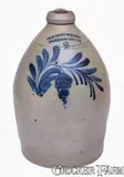 Cowden & Wilcox, 2 Gal. COWDEN & WILCOX / HARRISBURG, PA Stoneware Jug w/ Floral Decoration, circa 1865, Stoneware
